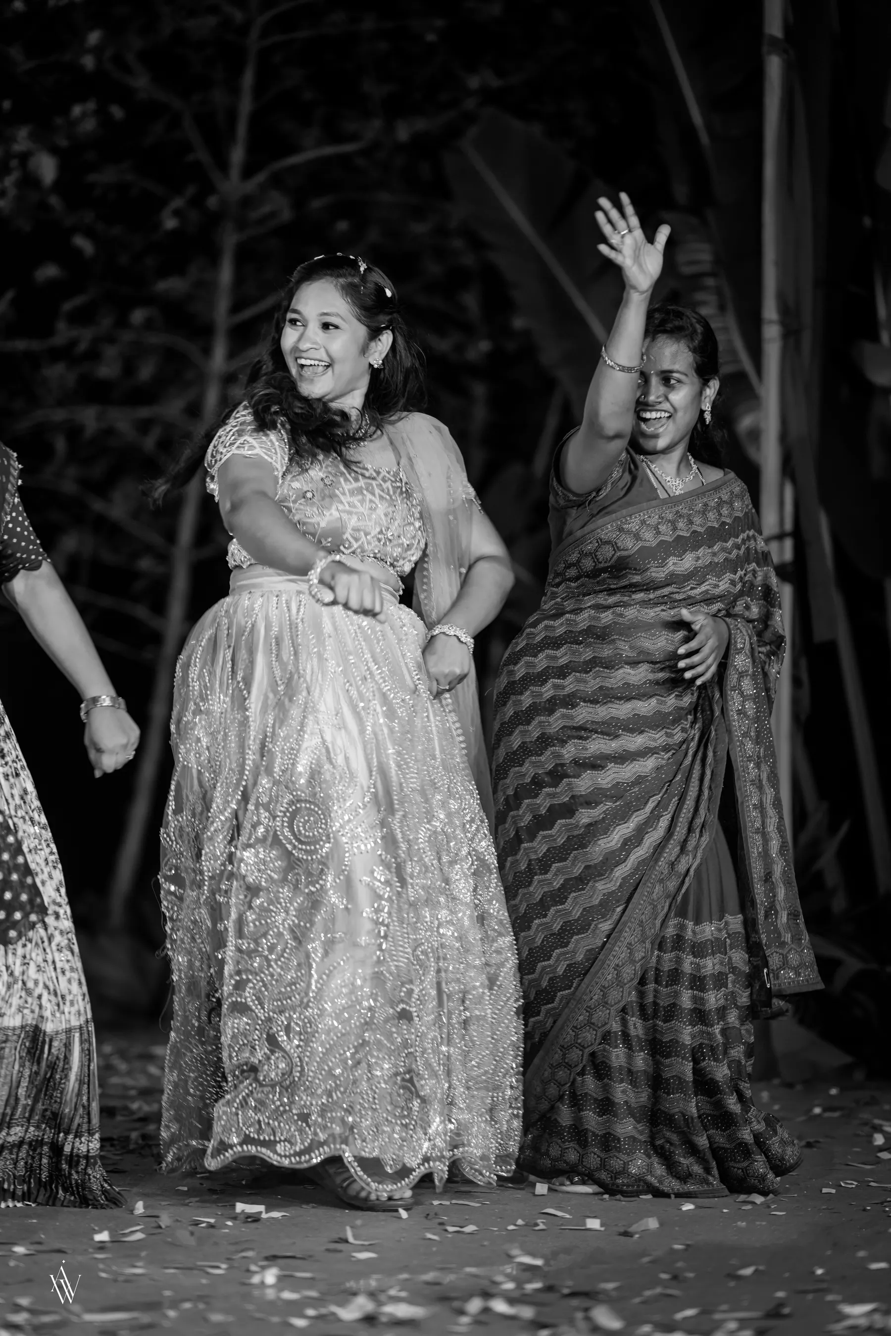 Wedding couple surrounded by warm light